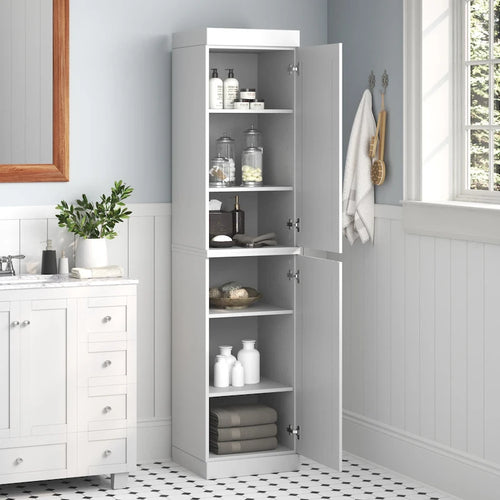 16.5-Inch Solid Pine Bathroom Cabinet with Optional Doors