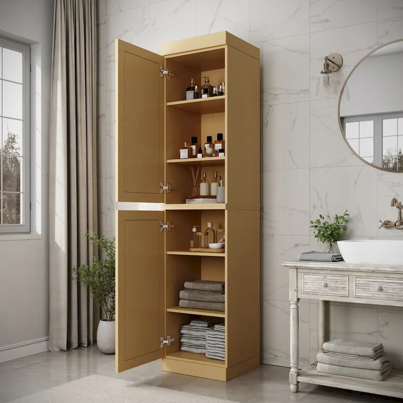 16.5-Inch Solid Pine Bathroom Cabinet with Optional Doors