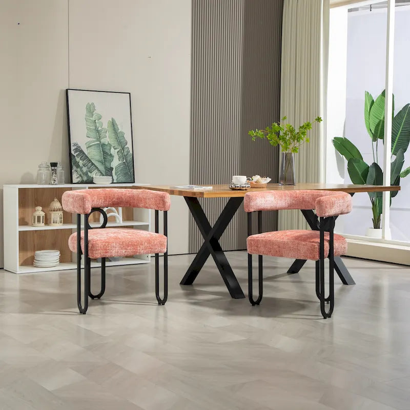 Modern Upholstered Dining Chairs with Curved Backs, Set of 2