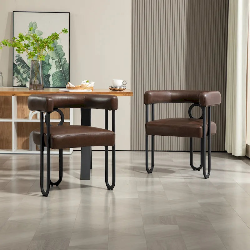 Modern Upholstered Dining Chairs with Curved Backs, Set of 2