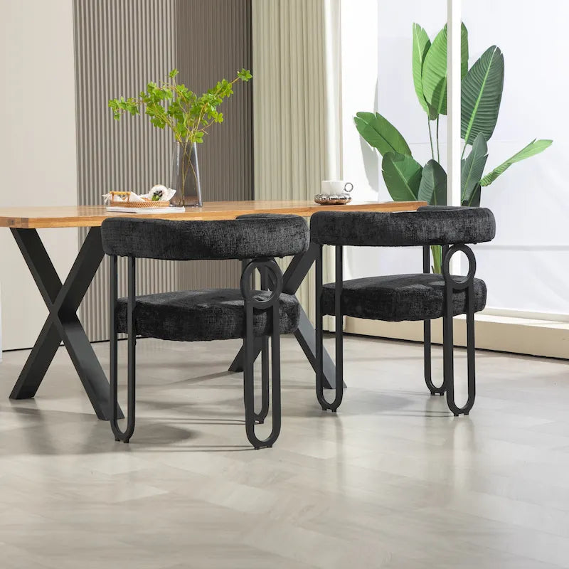 Modern Upholstered Dining Chairs with Curved Backs, Set of 2