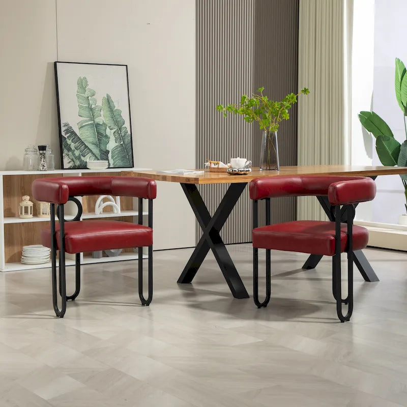 Modern Upholstered Dining Chairs with Curved Backs, Set of 2