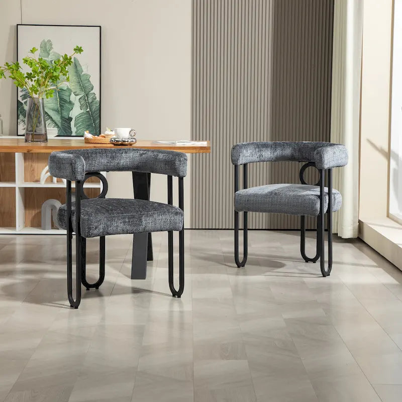 Modern Upholstered Dining Chairs with Curved Backs, Set of 2