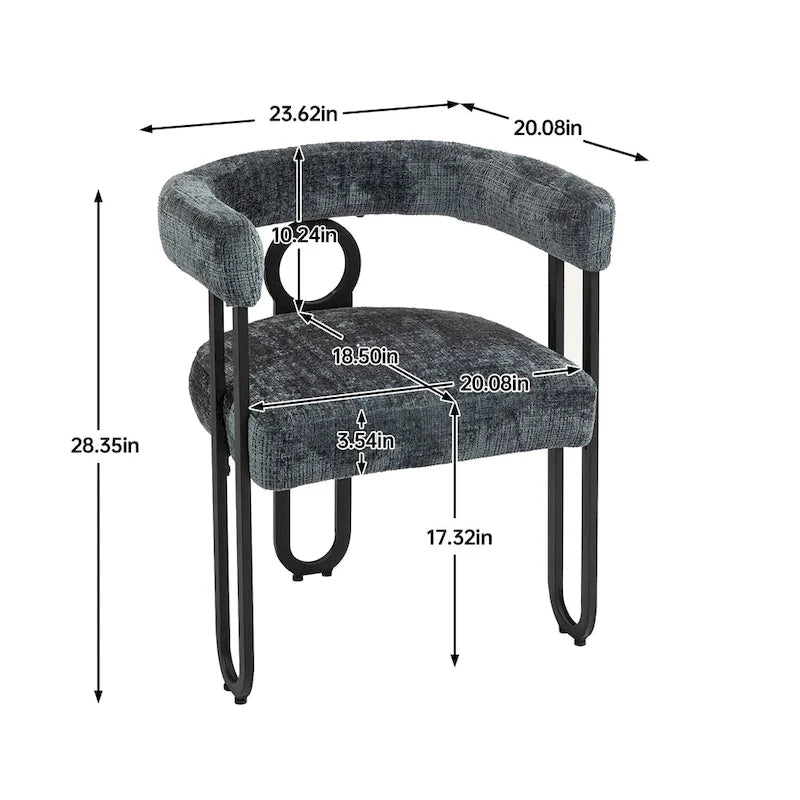 Modern Upholstered Dining Chairs with Curved Backs, Set of 2