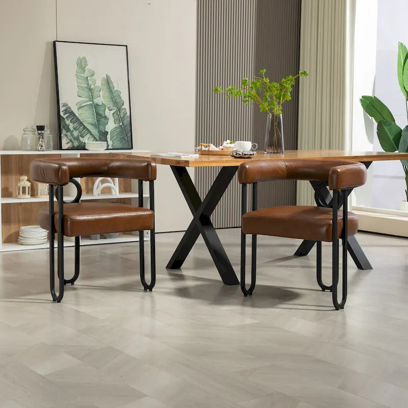 Modern Upholstered Dining Chairs with Curved Backs, Set of 2