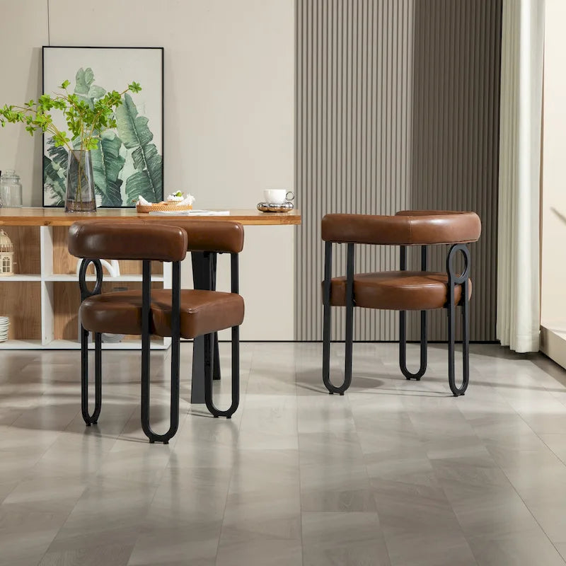 Modern Upholstered Dining Chairs with Curved Backs, Set of 2