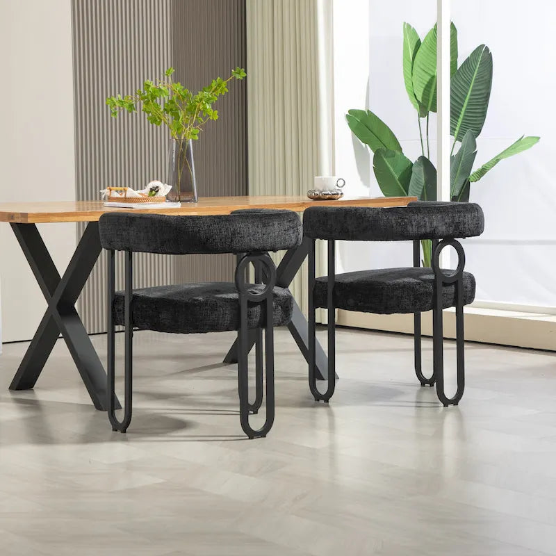 Modern Upholstered Dining Chairs with Curved Backs, Set of 2