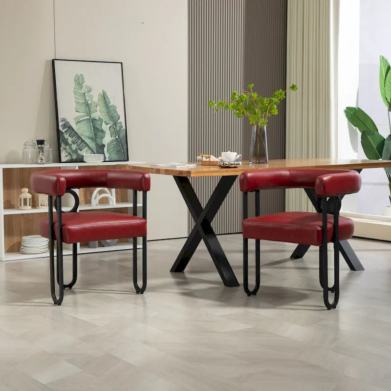 Modern Upholstered Dining Chairs with Curved Backs, Set of 2