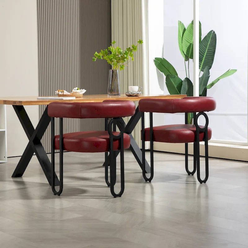Modern Upholstered Dining Chairs with Curved Backs, Set of 2