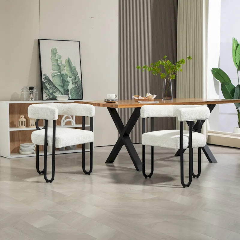 Modern Upholstered Dining Chairs with Curved Backs, Set of 2