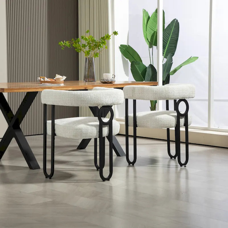 Modern Upholstered Dining Chairs with Curved Backs, Set of 2